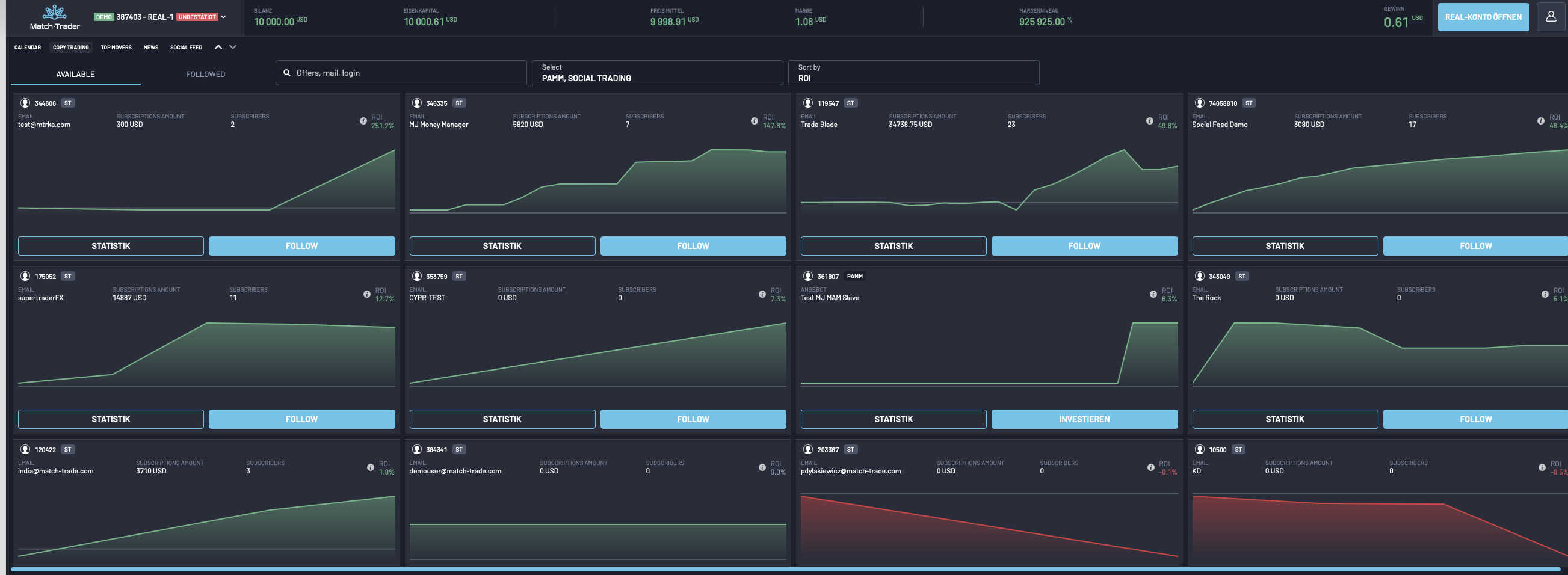Social Trading im Match Trader