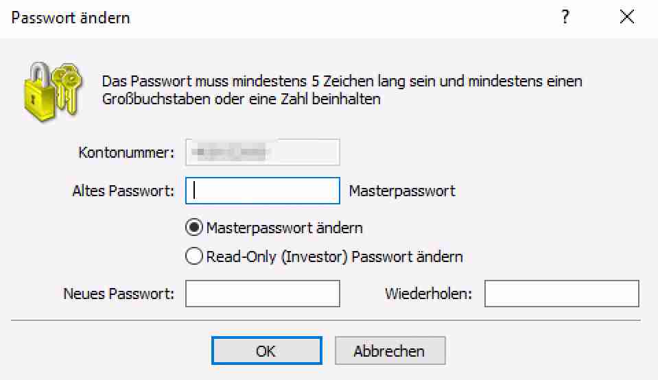 Investorpasswort im MetaTrader ändern.